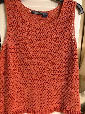 Harold's Coral Crochet Fringe Tank Top